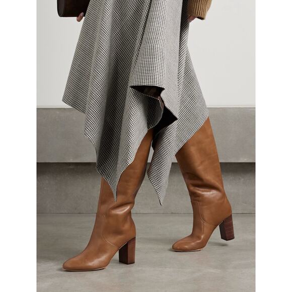 New Loeffler Randall Goldy Knee High Tall Leather Boots Brown Safri US 9 $695 - Picture 2 of 9